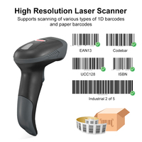 Pemindai Barcode dan Penentu Harga Genggam 1D Kertas Barcode Laser Berkabel Mendukung POS/Printer/Laci Kas