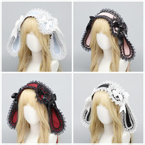 Original Lolita Hair Band Love Fan Rabbit <span class=keywords><strong>Lo</strong></span> Niang Bow Ear-Hanging Accesorios para el cabello Negro Blanco Rosa Azul Headwear - Product Image 3