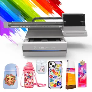 Otomatis 60X90 ukuran cetak 6 warna pernis Inkjet Printer UV mesin cetak A1 uv flatbed printer 6090