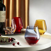 Verres à vin Godinger sans pied de 450 ml, lot de 4, pour vin rouge, bière, jus, eau, café, en verre ambré, design moderne, compatibles lave-vaisselle