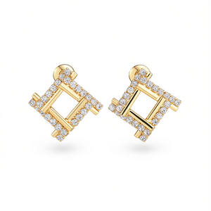 Orecchini di Lusso con Cristalli Geometrici in Oro Giallo con Incastonatura a Canale per Uso Quotidiano Femminile - Product Image 1