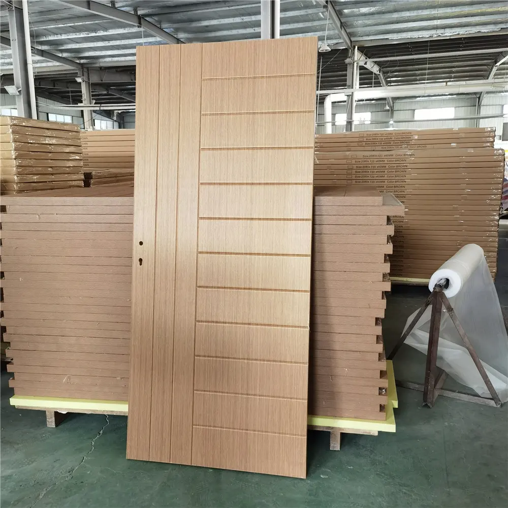 Pvc Film Laminate Coated Chống Thấm 2Mm-5Mm Độ Dày Cửa Phẳng Tấm Da