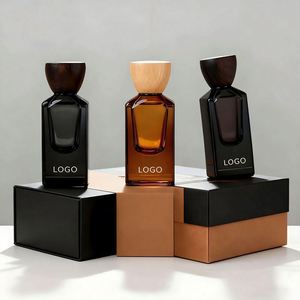 Nouveauté : flacon de parfum vide en verre ambré transparent noir de 30 ml et 50 ml, carré, unique, luxueux, avec vaporisateur - Product Image 2