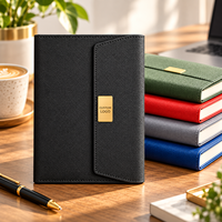 Carnet A5 en PU en gros avec plaque logo métallique personnalisée, couverture à rabat diagonal, agenda de bureau professionnel, plusieurs couleurs