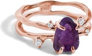 925 זהב ירח דבש טבעי של נשים ורד קוורץ ספיר אגור ספיר amethyst טבעות אירוסין טבעות אירוסין - Product Image 2