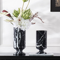 STONEKOCC D12x25CM Petit carreau de marbre Calacatta Black Grand Antique pour hôtel, salle d'exposition, arrangement de fleurs séchées, décoration intérieure