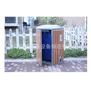 Contenedor de Basura Rectangular de Acero y Madera para Exteriores ZMG 018 para Calles, Parques y Áreas Residenciales - Product Image 4