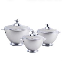 Conteneur thermique intérieur en acier inoxydable 1,2L 1,8L 3,2L avec couvercle verrouillable et base sur pied, boîte de conservation alimentaire isotherme brillante pour la restauration