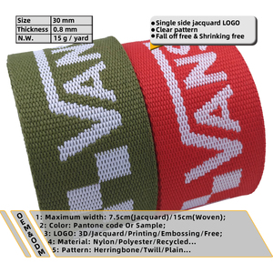 Nhà Máy Cung Cấp Miễn Phí Thiết Kế Logo Đồng Bằng Jacquard Thư Dệt Phụ Kiện <span class=keywords><strong>30Mm</strong></span> <span class=keywords><strong>Polyester</strong></span> Vải Cho Túi Dây Đeo - Product Image 6