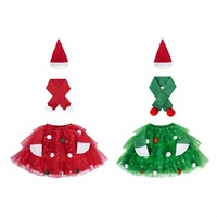 Noël Xmas Tulle Jupe Pom-Pom Costume Fête Robe Vêtements Animal pour Chien et Chat Grossiste Lavable Luxe Tenue