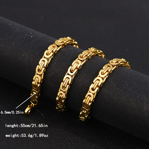 Collana a catena a maglie piatte Emperor in acciaio inossidabile color oro, stile europeo-americano, alla moda, unisex, set <span class=keywords><strong>Chen</strong></span> Yue, all'ingrosso - Product Image 2
