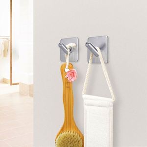 WEKIS Popular Silver 304 Stainless Steel Single <b>Hook</b> with Sticker Eco-Friendly Flexible <b>Bathroom</b> Wall <b>Hook</b> for Clothing - Product Image 1