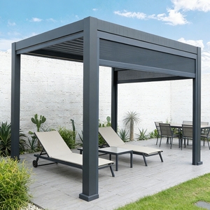 Pérgola y Gazebo de Aluminio con Luces LED, Impermeable, Bioclimática, con Cortina - Product Image 2