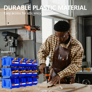 LEADLOONG V2 200*130*110MM <strong>Plastic</strong> Hanging Stackable Storage Organizer <strong>Bin</strong>, 8-Inch X 5-Inch X 4-Inch, 12-Pack - Product Image 5