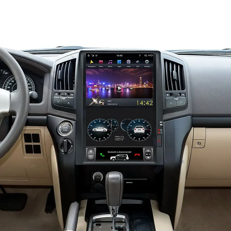 RoadNavi Tesla tarzı Android 11 araba radyo Toyota Land Cruiser 200 2008-2015 için araba multimedya oynatıcı kablosuz Carplay 4G