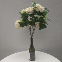 Bouquet de roses géantes en soie, 5 têtes, style européen, couleur ivoire, réaliste, 65 cm, idéal pour la décoration de la maison et les mariages - Vente chaude