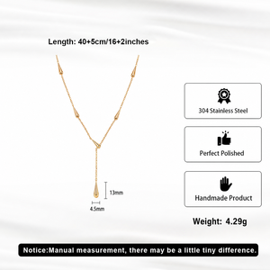 Collar con colgante <span class=keywords><strong>de</strong></span> cono, Y y lariat <span class=keywords><strong>de</strong></span> acero inoxidable pulido, cadena dorada, colgante <span class=keywords><strong>de</strong></span> lágrima lisa, resistente, estilo Ins - Product Image 3