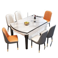 Ensemble table et chaises rectangulaires en pierre, design moderne et minimaliste, pour usage domestique ; taille compacte, fonctionnalité extensible et pliable