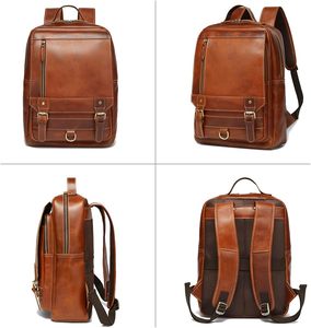 Vintage Genuine <b>Leather</b> <b>Backpack</b> For Men Fits up to 15" <b>Laptop</b> Travel Hiking Rucksack - Product Image 2