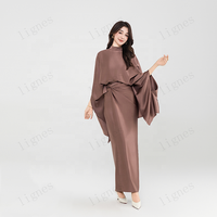 Nouvelle Collection Automne 2025 Vêtements Femme Couleur Unie Costume en Satin Moyen-Oriental Jupe Longue Ensemble Deux Pièces Robe Hijab