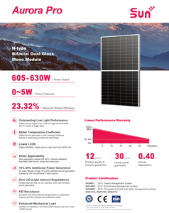 Panneaux solaires bifaciaux de type N SUNPLUS à vente chaude avec une efficacité de 23.32% pour 630W - Product Image 4