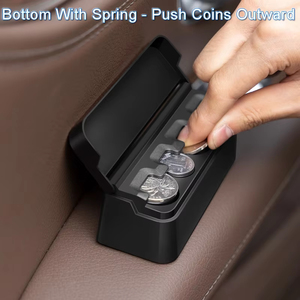 Distributeur de pièces de monnaie noir à 4 compartiments pour voiture, trieur et collecteur de pièces avec ressort, mini boîte de rangement sécurisée portable pour magasin, extérieur, voiture - Product Image 2