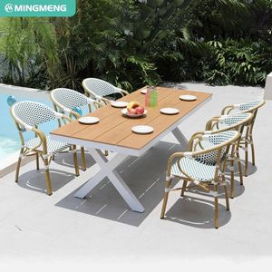 Ensemble chaise et table de bistrot en rotin métallique durable pour l'extérieur chaise de café de loisirs en aluminium pour patio jardin mobilier d'extérieur - Product Image 5