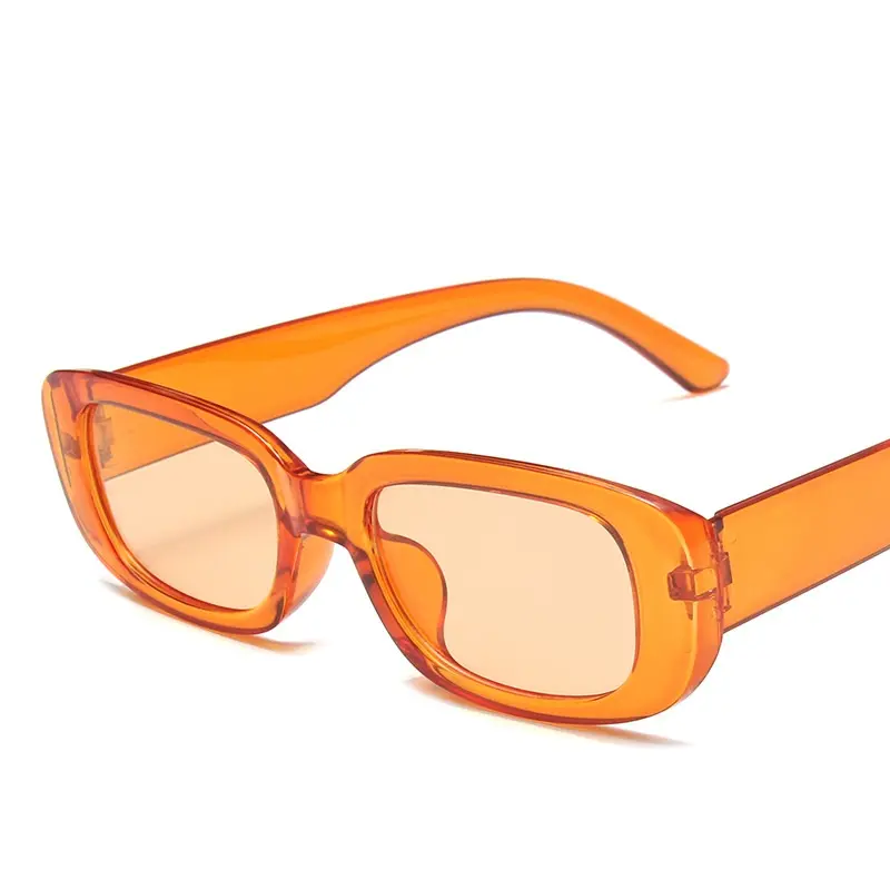 Mode Trendy Candy Brillen Kleine Vierkante Frame Goedkope Shades Vrouwen Oranje Zonnebril