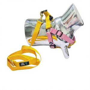 Krazy Pet Plastic & Nylon Reflective Tactical <b>Dog</b> <b>Harness</b> Adjustable Buckle Closure Medium Size Pink Yellow Solid Color <b>for</b> <b>Dogs</b> - Product Image 1