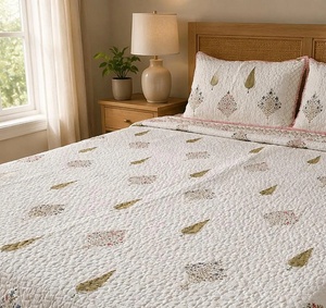 Ethnic Hand Block Printed Cotton Comforter Set <b>Quilted</b> Bedcover & Pillow Covers Lightweight Boho King <b>Bedding</b> - Product Image 4