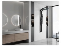 Système de douche mural intelligent avec jets dorsaux et spa, affichage LED gris, mitigeur, cascade et pluie, pour salle de bain
