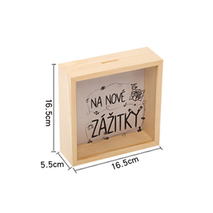 Tirelire en bois acrylique carré en gros décor de maison tirelire pour lune de miel fonds d'épargne de mariage numéro lettre pièce de monnaie sûre - Product Image 5