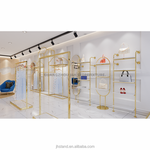 Moda showroom negozio di <span class=keywords><strong>abbigliamento</strong></span> mobili design oro appendiabiti design negozio nero <span class=keywords><strong>uomo</strong></span> <span class=keywords><strong>abbigliamento</strong></span> design interior design - Product Image 2