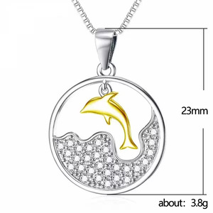 Collana con Ciondolo Delfino Bicolore per Donne, Charm Animale Marino, Catena per Clavicola, Gioielli alla Moda per Uso Quotidiano, Regalo - Product Image 5