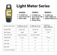 Luxmètre numérique VA8051 Lux FTC avec capteur rotatif à 270°, gamme automatique, maintien des données, plage de 30 000 Lux, LED, pour intérieur