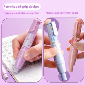 Penghapus Pensil Tipe Dorong Kartun Lucu, Penghapus Pena Isi Ulang untuk Alat Tulis Sekolah Anak-anak - Product Image 4