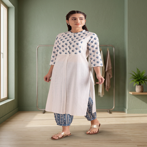 Robe Kurti en coton pour femme avec imprimé numérique, longueur cheville, coupe ample, tenue ethnique indienne traditionnelle, tenue décontractée pour adultes - Product Image 4