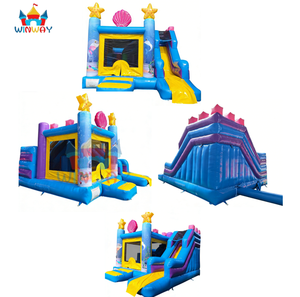 Casa de Brinco Inflable Submarina con Diseño de Delfín, con Tobogán, Concha Marina y Estrella de Mar, para Fiestas Infantiles - Product Image 1
