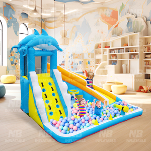 บ้านลมเด็กเล่นขนาดเล็กสำหรับใช้ในบ้าน พร้อมสไลเดอร์และสระบอล - Product Image 2