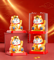 Statue de Tigre Porte-Bonheur Solaire à Main Agitable, Figurine Chinoise de Tigre Porte-Bonheur, Décoration de Bureau Feng Shui avec Logo Personnalisé, Cadeau d'Affaires pour les Fêtes