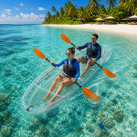 Kayak transparent cristallin directement de l'usine, 2 places pour adultes, canoë double en polycarbonate transparent pour loisirs en plein air et photographie