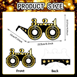 Gafas de Papel DIY para Celebración de Año Nuevo 2027, Diseño Negro y Dorado, para Fiestas y Manualidades - Product Image 3
