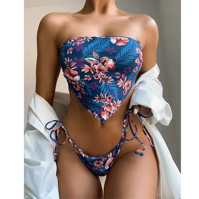 Biquínis fio dental sexy feminino, atacado, de alta qualidade, para moças, roupa de banho, sexi, feminino, floral