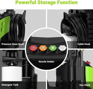 Mesin Cuci Tekanan Tinggi 3000PSI, Mesin Cuci Portabel 2.5GPM 4 Mulut Pipa Koneksi Cepat - Product Image 6
