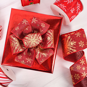Ruban filé rouge à haute ténacité avec motifs de personnages de dessins animés de Noël et de buffles, idéal pour l'emballage cadeau - Product Image 4