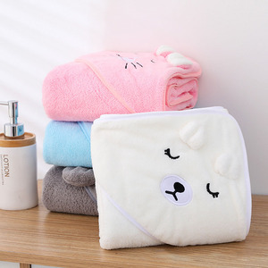 <span class=keywords><strong>Toalla</strong></span> de Baño para Bebé con Capucha <span class=keywords><strong>Grande</strong></span> de Felpa de Coral de Secado Rápido con Diseño de Animales de Dibujos Animados, Duradera y Bonita, para Baño - Product Image 2