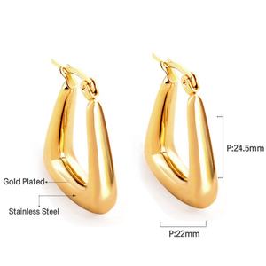 Pendientes de Aro Huggie de Alta Calidad para Mujer, Chapados en Oro de 18K, Personalizados, Clásicos, Vintage, de Acero Inoxidable, Joyería Geométrica - Product Image 6