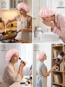 <span class=keywords><strong>Bonnet</strong></span> <span class=keywords><strong>de</strong></span> douche pour femme, doublure en tissu éponge, extérieur en EVA, réutilisable, double couche, imperméable, grand <span class=keywords><strong>bonnet</strong></span> <span class=keywords><strong>de</strong></span> <span class=keywords><strong>bain</strong></span> pour cheveux - Product Image 6