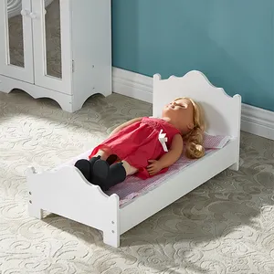 Poppen Meubels Wit Enkele Onderstel Baby Houten Poppen Bed Past 18 Inch Amerikaans Meisje Poppen Voor Kinderen