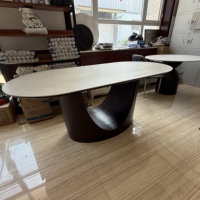Table de salle à manger moderne de luxe en acier inoxydable et pierre pour appartement et villa